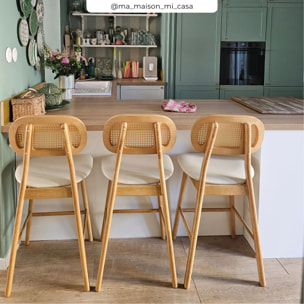 Lot de 2 chaises pour îlot central 64,5 cm en tissu beige - Maria