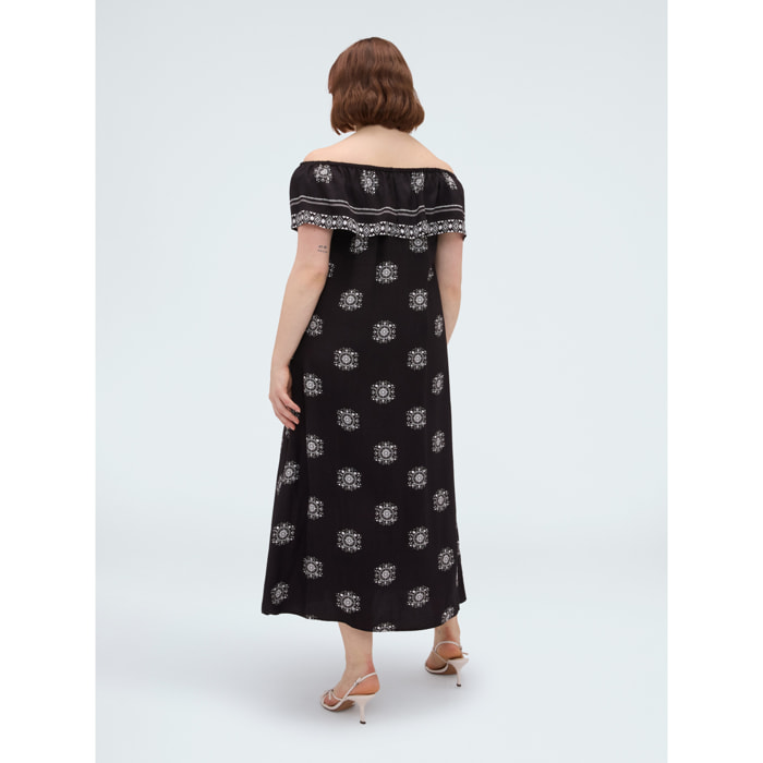 Fiorella Rubino - Vestido Chill off-shoulder en viscosa - Negro