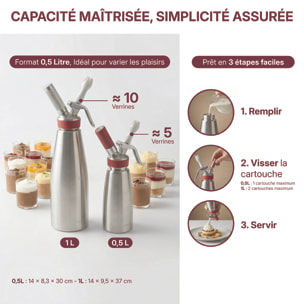 Siphon professionnel inox GOBEL - cuve inox - tête inox - 0.5L