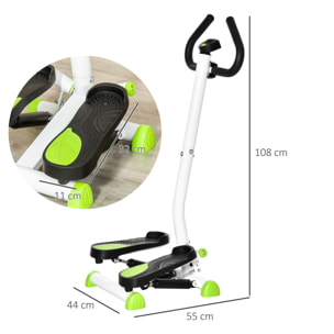 Máquina de Step Stepper Fitness en Casa con Pantalla LCD Manillar y Pedales Antideslizantes Equipo de Ejercicio para Gimnasio Oficina 55x44x108 cm Blanco
