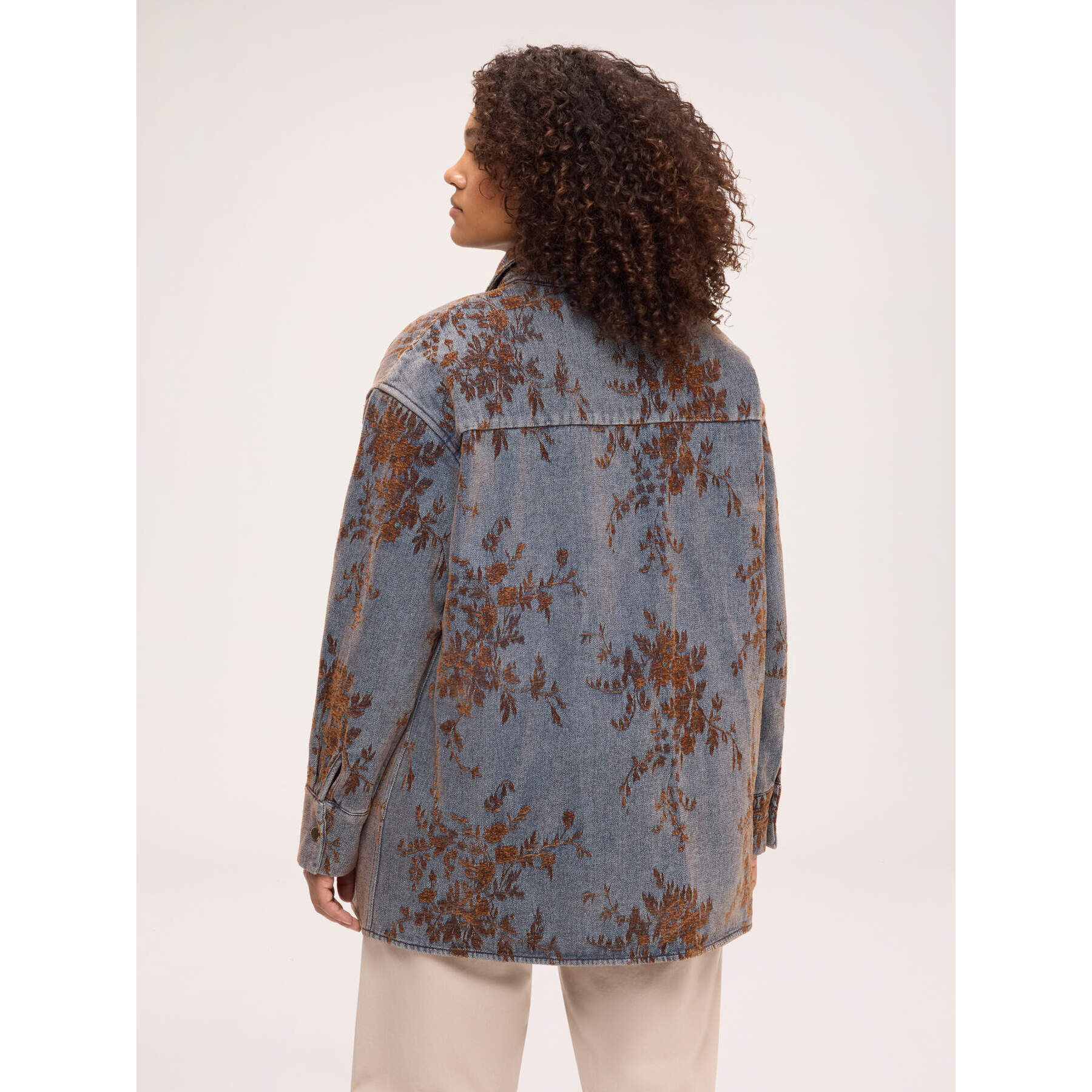 Fiorella Rubino - Giacca camicia reversibile in denim con ricamo floreale - Blu