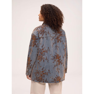 Fiorella Rubino - Giacca camicia reversibile in denim con ricamo floreale - Blu