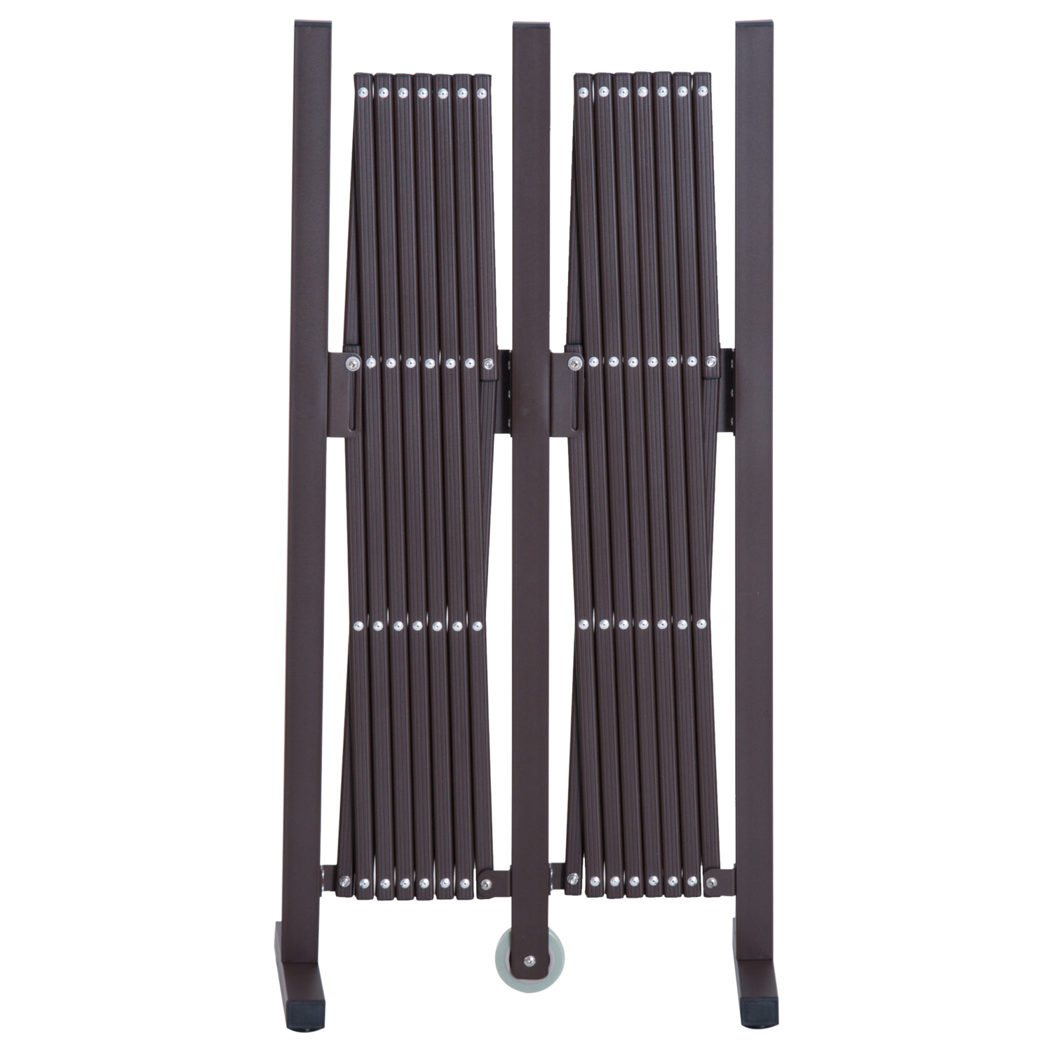 Barrière extensible rétractable barrière de sécurité avec roulette 405L x 31l x 104H cm alu métal chocolat
