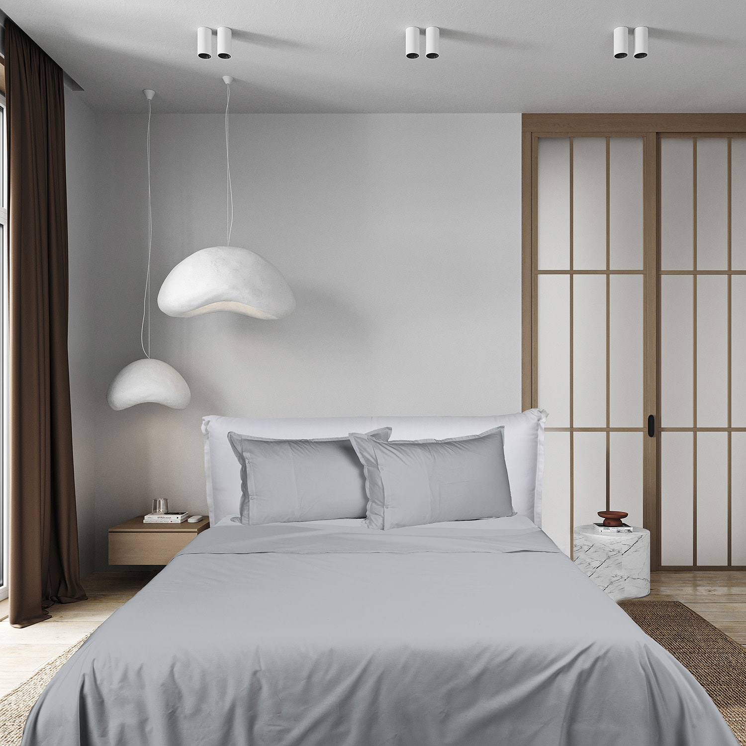 UNO CASA DESIGN Completo Lenzuola in Puro Cotone Garment Washed_No-Stiro_singolo_grigio-chiaro