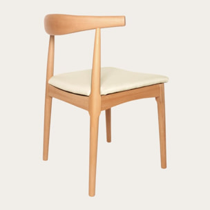 Chaise Verona -bois massif de hêtre et tapisserie en tissu-couleur naturel 46 x 76 x 43 cm