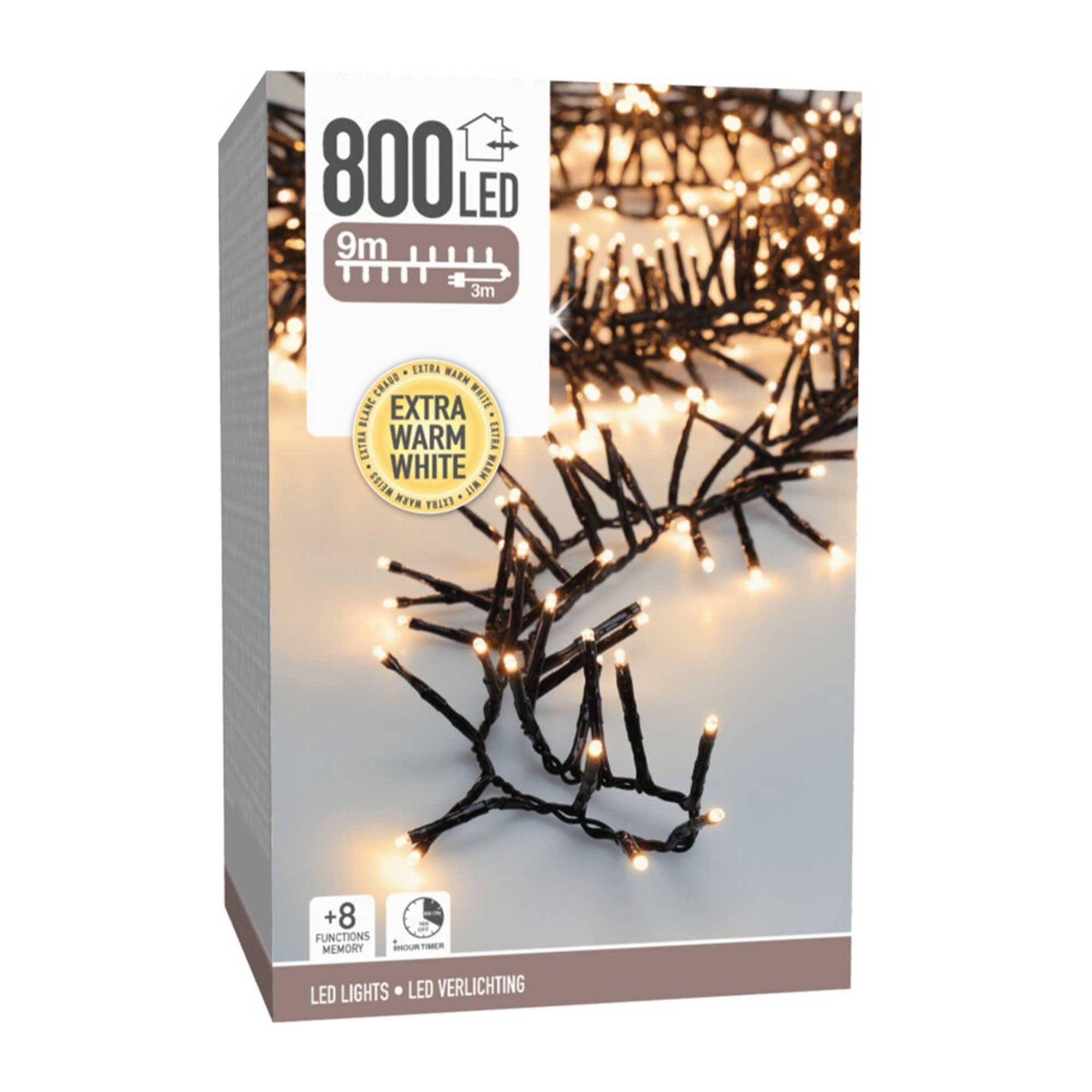luces de navidad de 800 luces led blancas extra cálidas con 8 funciones y temporizador - 12 metros