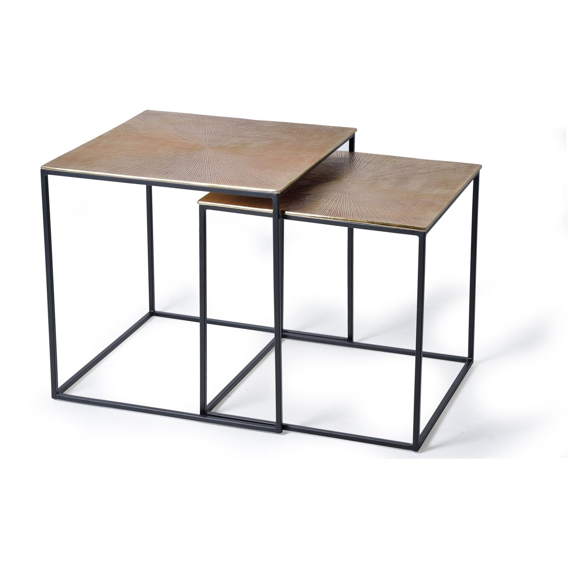 Mesas de Centro de Bronce Mesa Grande: 55 Cm, Mesa Pequeña: 50 Cm Estilo Industrial