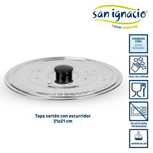 Tapa sarten metal con escurridor colección kinvara
