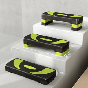 Stepper Fitness Aérobic hauteur réglable surface antidérapante 80 x 31 x 20 cm noir vert