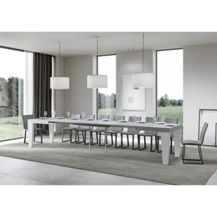 Table Spimbo Mix Extensible dessus Ciment structure Frêne Blanc 90x160 Allongée 420