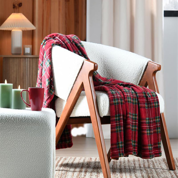 Plaid à carreaux écossais en polaire - Rouge