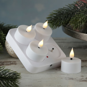 conjunto de 4 velas led parpadeantes con base de carga - luces cálidas y acogedoras para el hogar