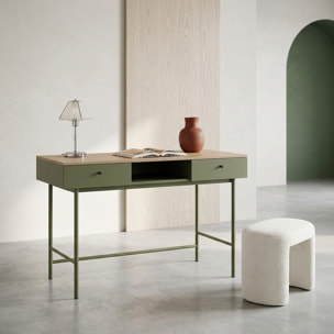 Bureau décor bois et fer 2 tiroirs 1 casier WILLIAM
