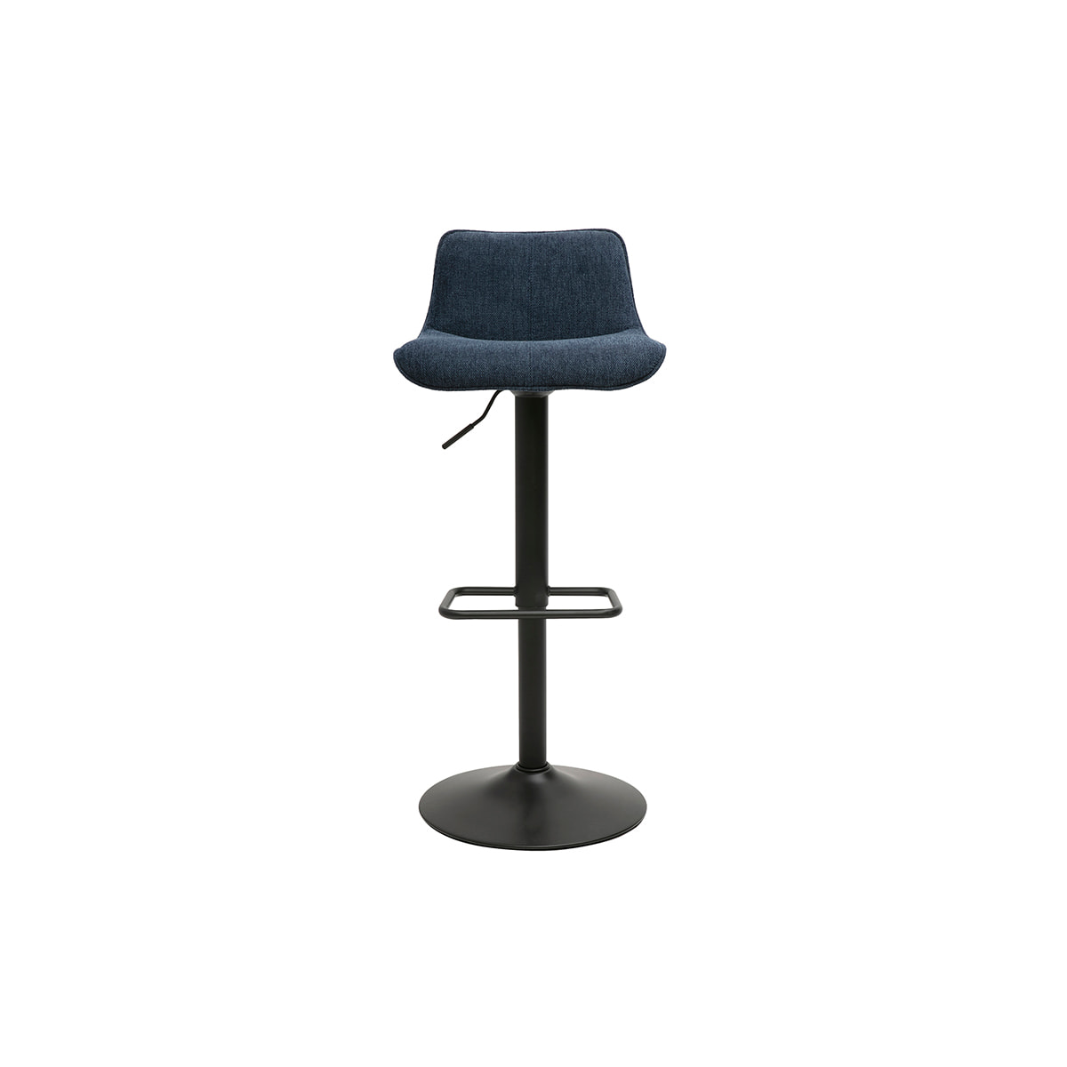 Tabourets de bar réglables pivotants 360° en tissu effet velours texturé bleu foncé et métal noir (lot de 2) BOOST