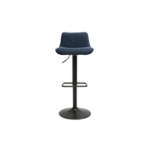 Tabourets de bar réglables pivotants 360° en tissu effet velours texturé bleu foncé et métal noir (lot de 2) BOOST