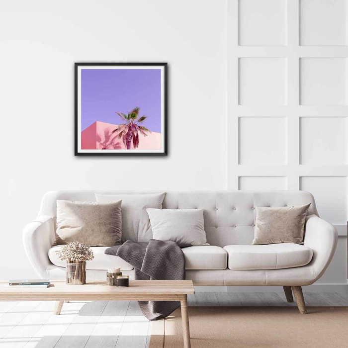 Affiche photo pink palma Affiche sous cadre noir