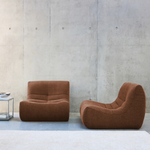 Lot de 2 fauteuils chauffeuses en bouclette texturée terracotta style contemporain 1 place