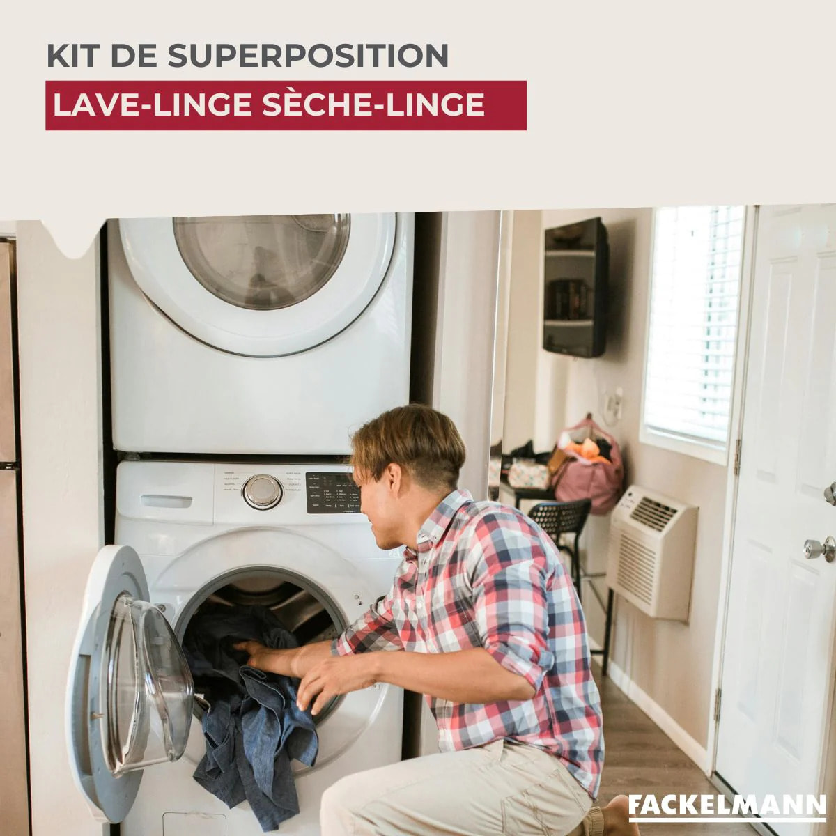 Kit de superposition lave-linge sèche-linge Fackelmann