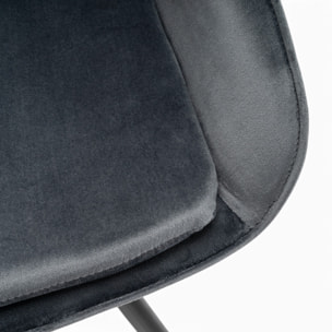 Set di 2 sedie TOLEDO in tessuto effetto velluto grigio e gambe nere