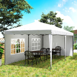 Carpa Plegable 6x3 m, Pop-up, con 4 Laterales Desmontables, Cenador de Jardín con 2 Ventanas Visibles, Bolsa de Transporte, Impermeable, Anti-UV, Gazebo para Camping, Fiestas, Exterior Blanco