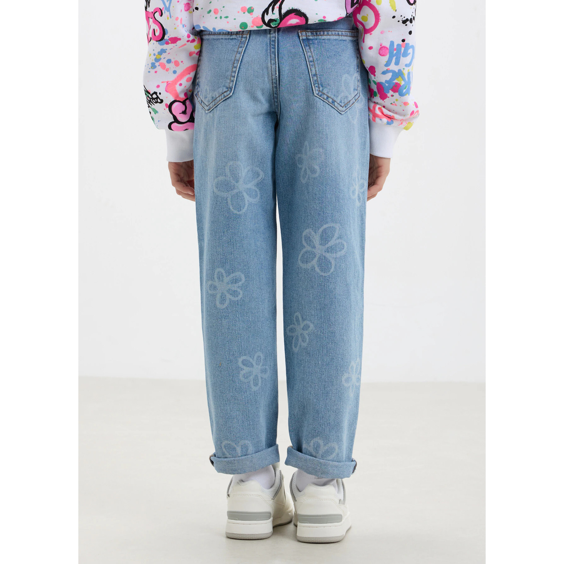 Jeans mom fit stampa fiori