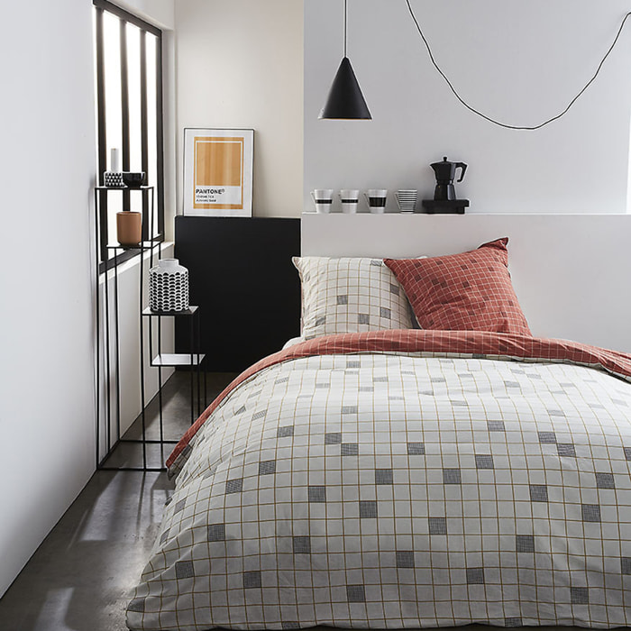 Parure Housse De Couette Réversible. 3pcs 100% coton 57fils Sunshine 4.14