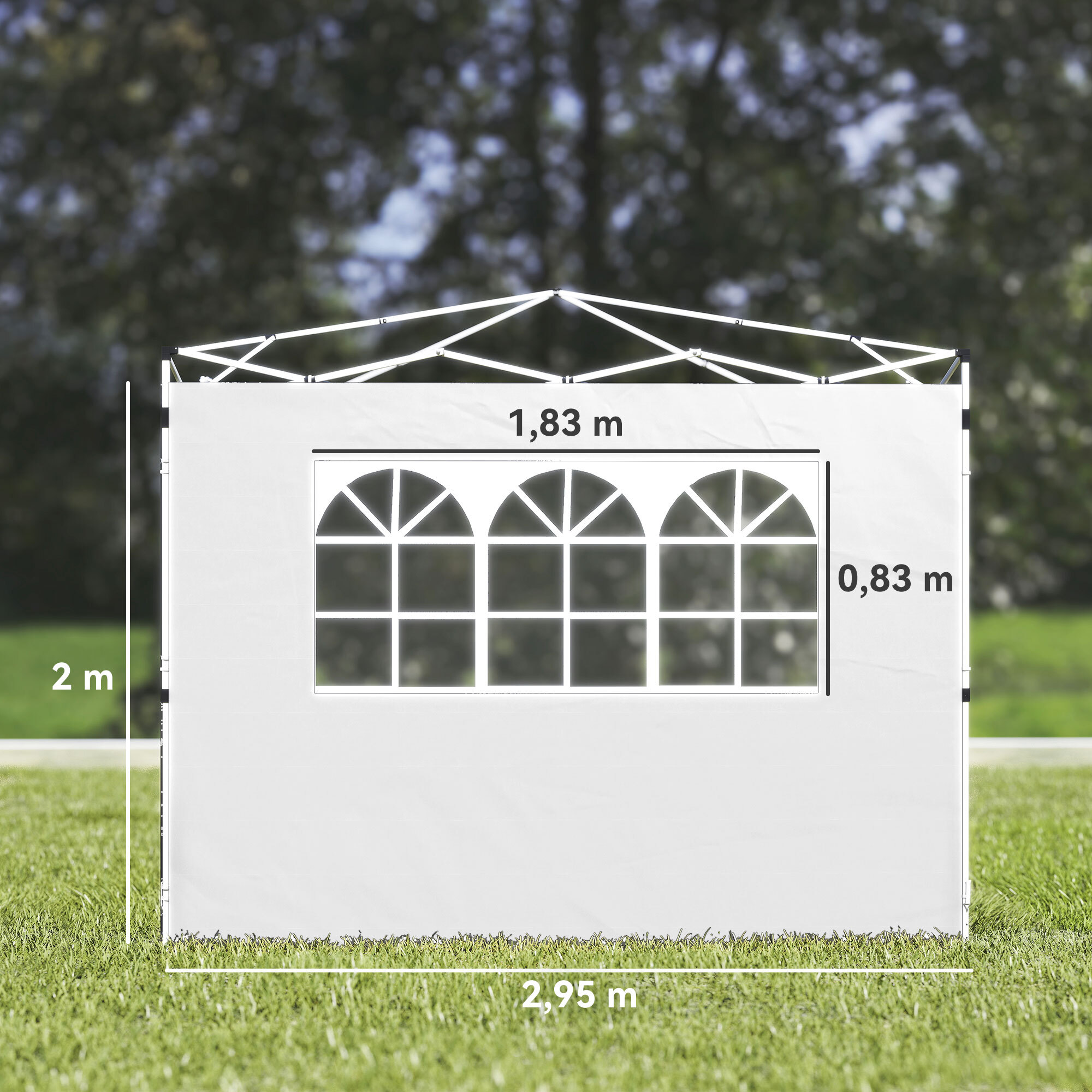 Parois latérales pour tonnelle 3x3m avec fenêtre polyester blanc