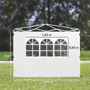 Parois latérales pour tonnelle 3x3m avec fenêtre polyester blanc