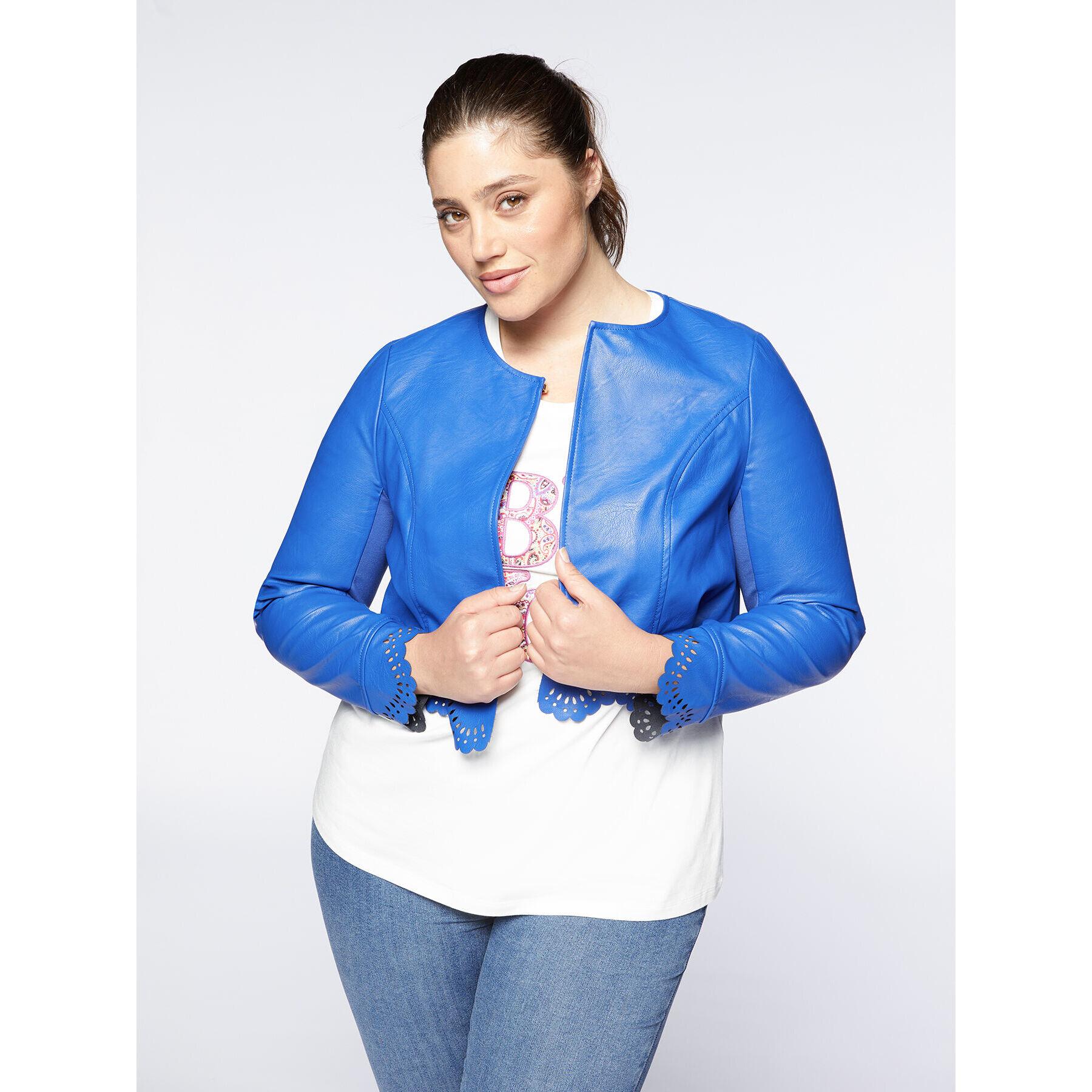 Fiorella Rubino - Chaqueta corta con bajo efecto encaje - Azul aciano