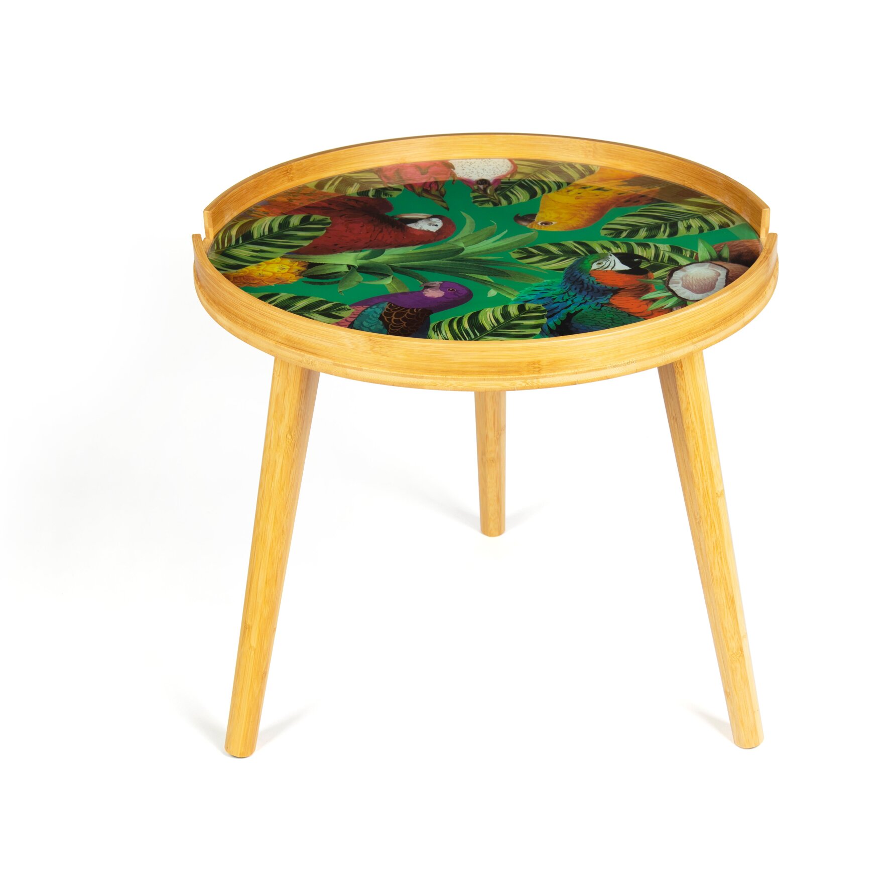 Tavolino Excelsa Havana in bambù e vetro 48x48x44 cm multicolore