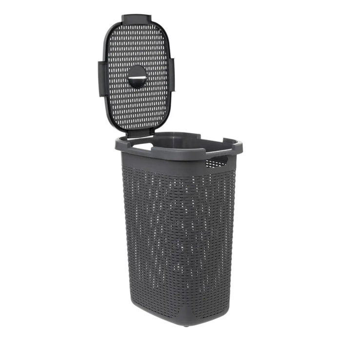 Corbeille Rattan 60L gris beton