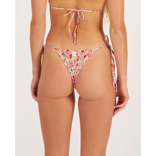 Braga de bikini brasileña con lazos y estampado de flores