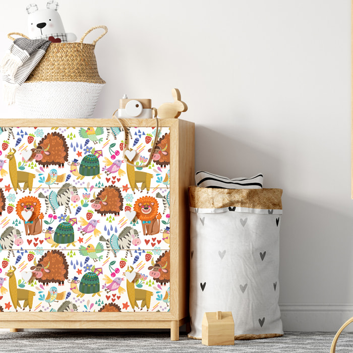 Sticker meuble pour enfant animaux amoureux des champs 40 x 60 cm