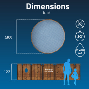 Bestway Piscine hors sol Ronde Power Steel Swim Vista Motif bois 488 x 122 cm