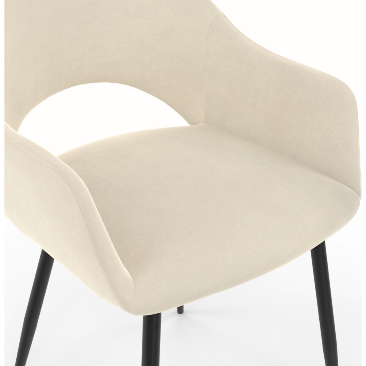 Chaises Rebecca en velours crème et pieds métal - lot de 2