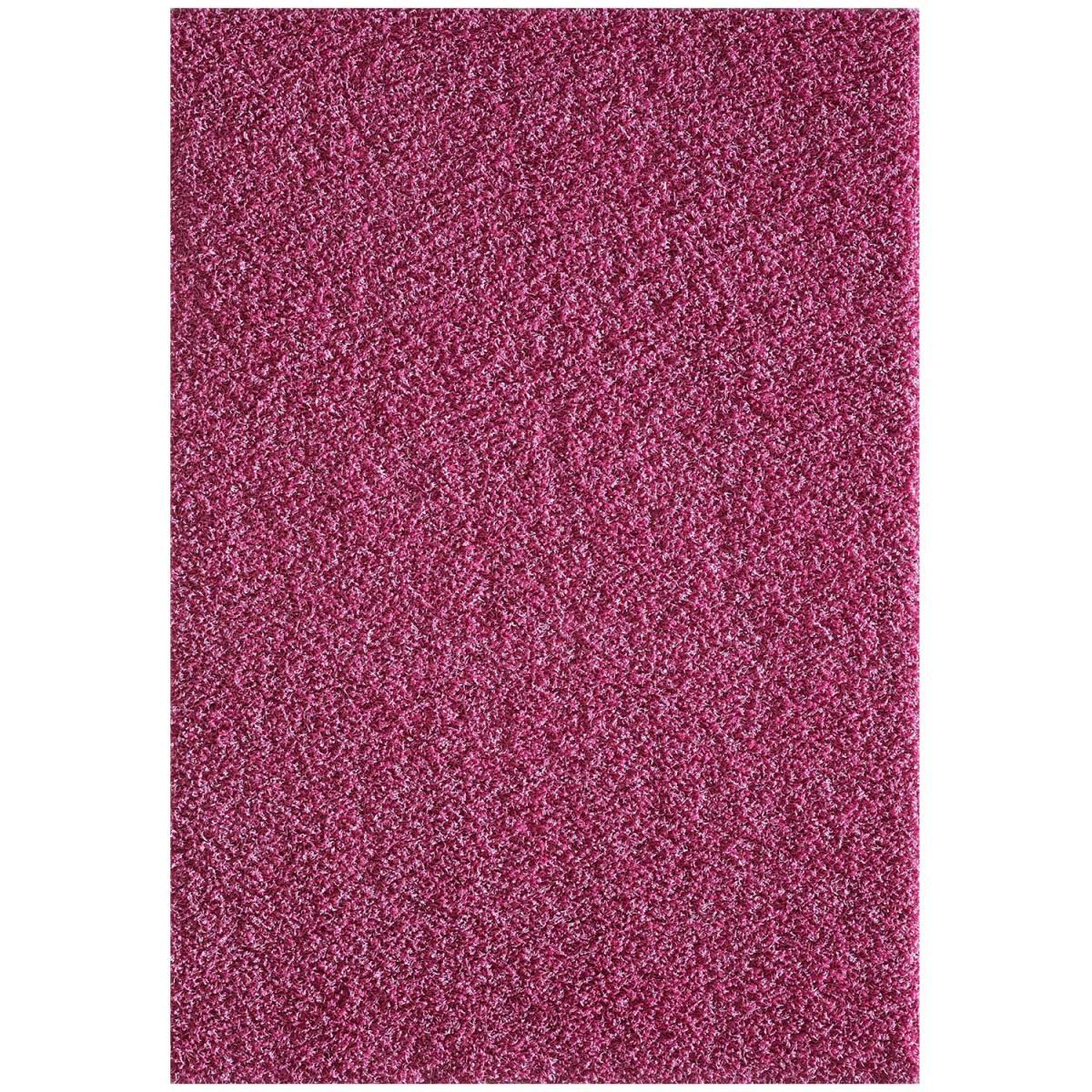 Tapis longs poils shaggy 160x230 rectangle tissé rose motif uni SIMPLE