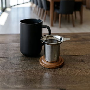 Tisanière en grès avec couvercle en bois d'acacia 475ml JULIET