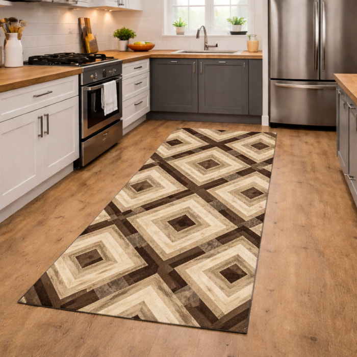 CASSESE HOME Passatoia/Tappeto Bordato in Poliestere con Retro Antiscivolo in PVC Made in Italy_Dec.1074