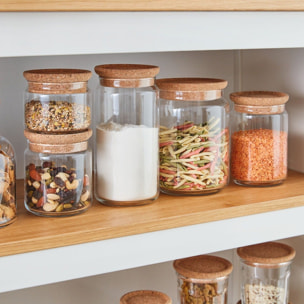 Lot de 2 pots de conservation Pure Jar Cork - Luminarc - En verre avec couvercle liège - 1L + 0,5L