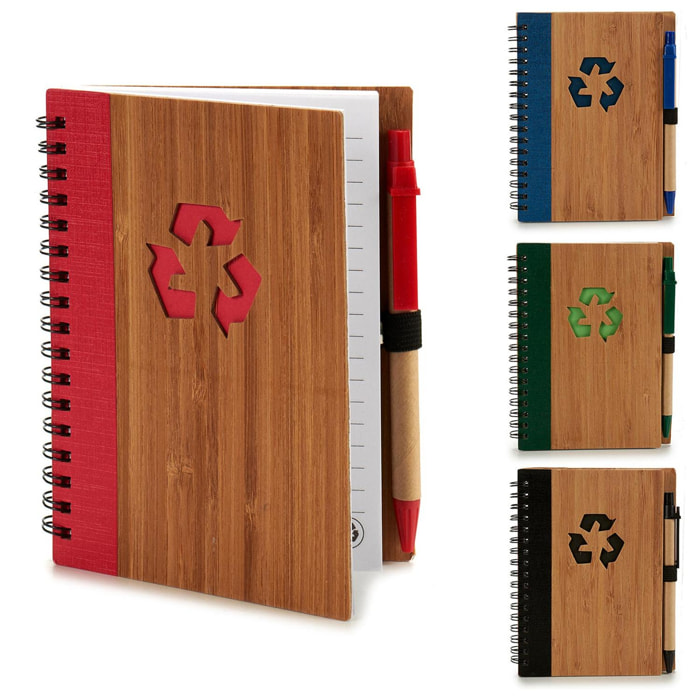 PACK 4 LIBRETAS BAMBU RECICL Y BOLI 16X12CM S4