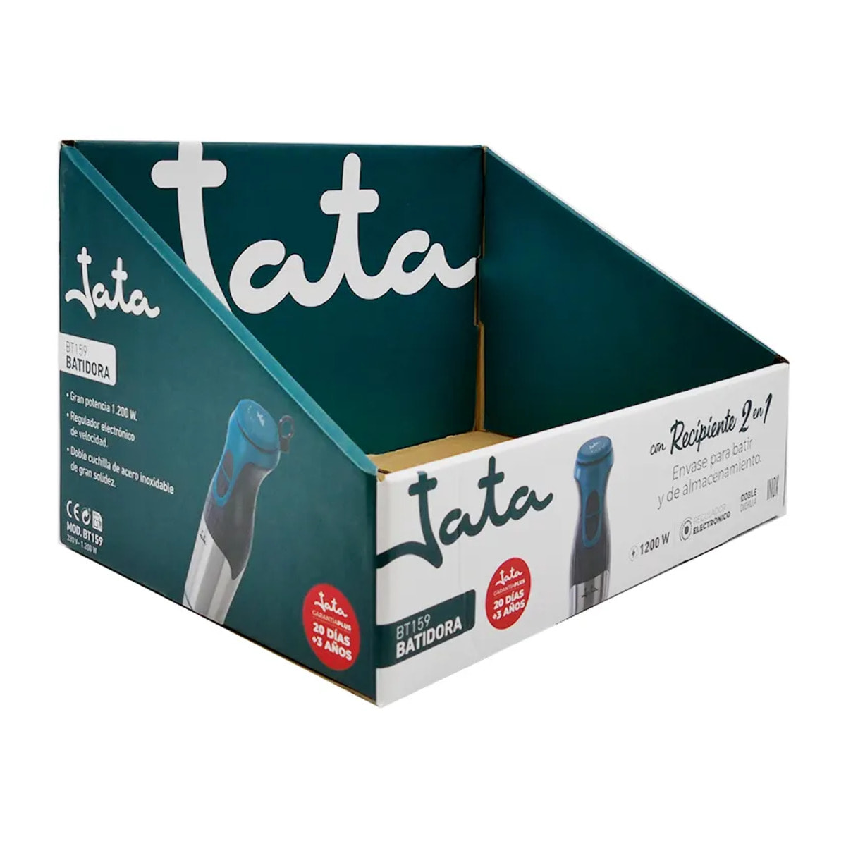 Batidora de mano JATA BT159 de 1200 W. 4 cuchillas. Regulador de velocidad. Brazo desmontable