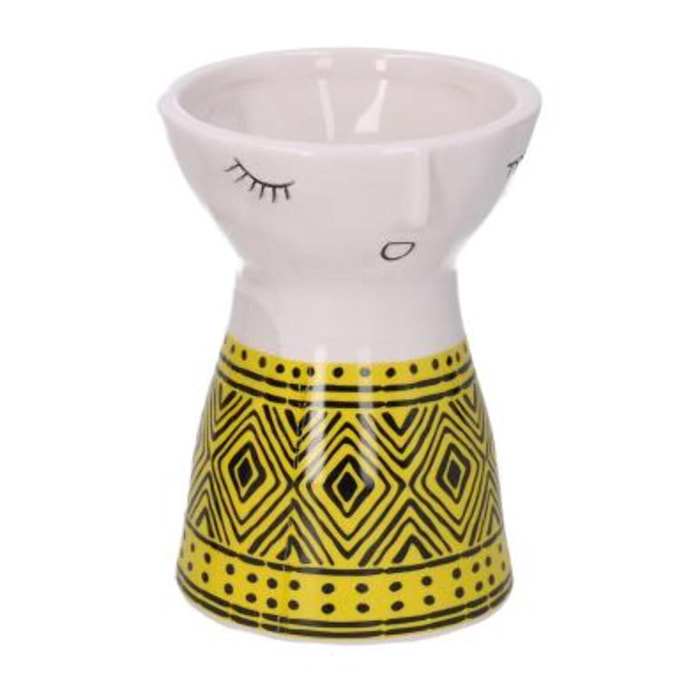 Portavaso in ceramica viso, giallo cm ø9,1h12,3