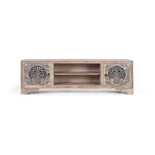 Mueble TV de Madera de Mango 180 Cm Estilo Étnico Tallado