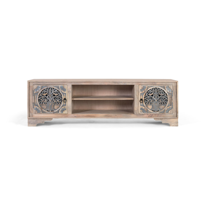 Mueble TV de Madera de Mango 180 Cm Estilo Étnico Tallado