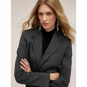 Motivi - Blazer cropped gessato The Tailoring Lab - Grigio