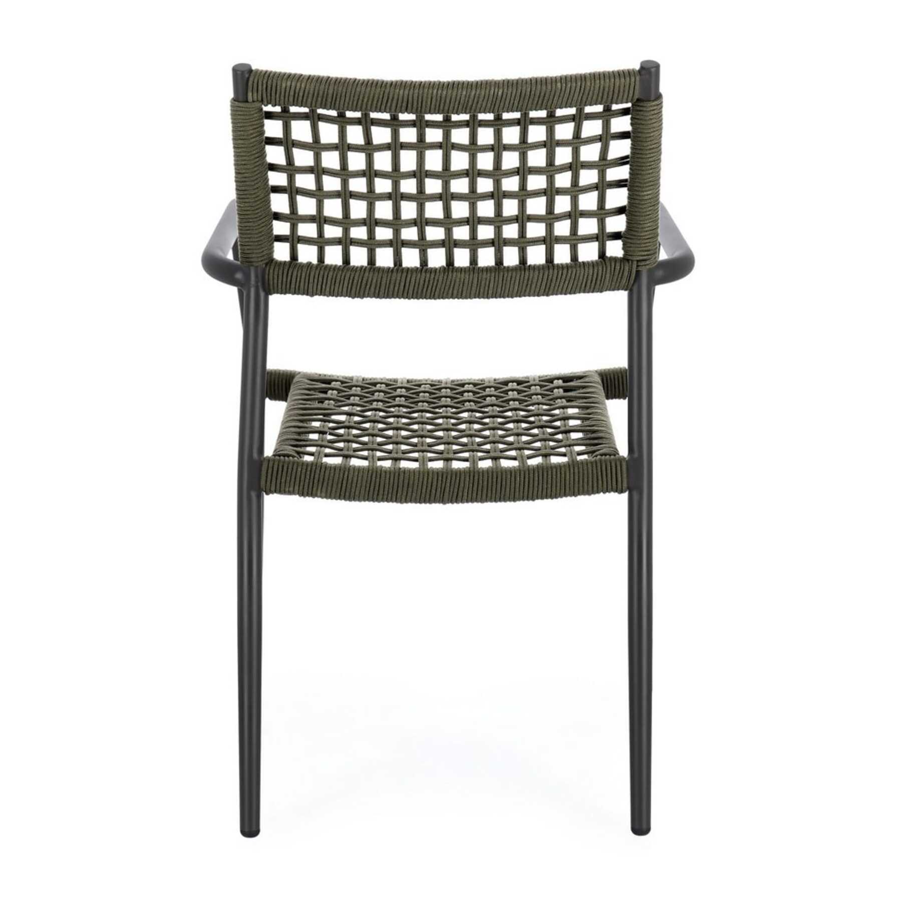 Set di 4 sedie con braccioli BLANES in alluminio antracite e corda verde