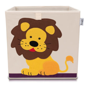 Boîte de rangement en tissu pour enfant "lion" sur fond clair, compatible Ikea Kallax Lifeney