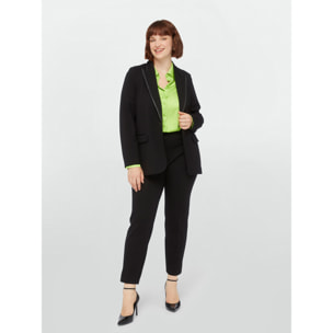 Fiorella Rubino - Blazer in viscosa LENZING™ ECOVERO™ con bordi - Nero