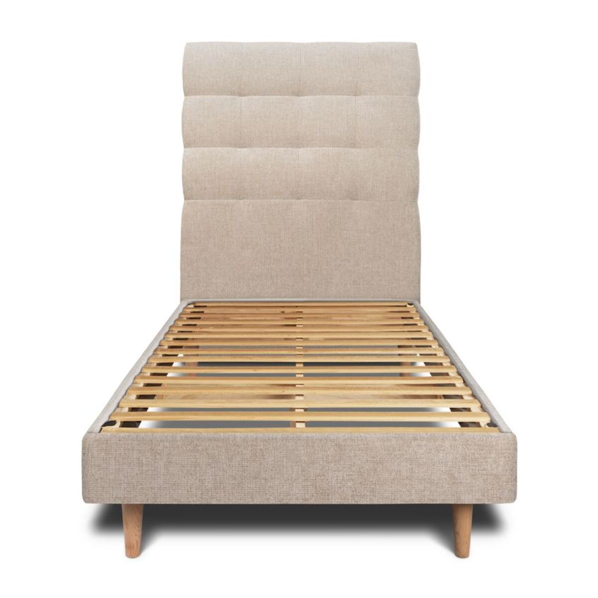 Lit avec tête de lit capitonnée tissu et sommier kit Ep14