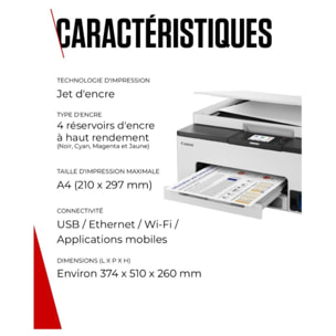 Imprimante jet d'encre CANON Megatank Maxify GX1050 Multi Pack